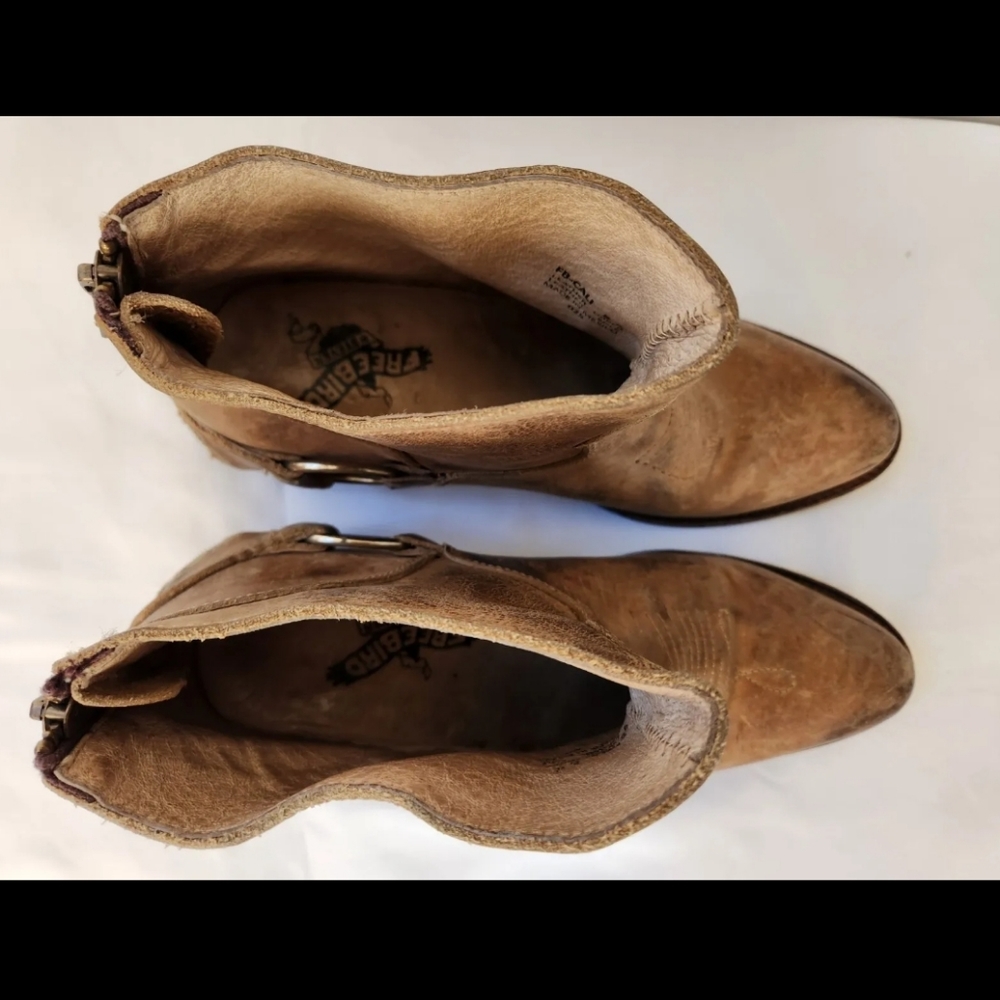 Freebird Cali Brown/Tan Leather Bootie Distressed Ankle Boot Zip Harness 8 M - Picture 13 of 15